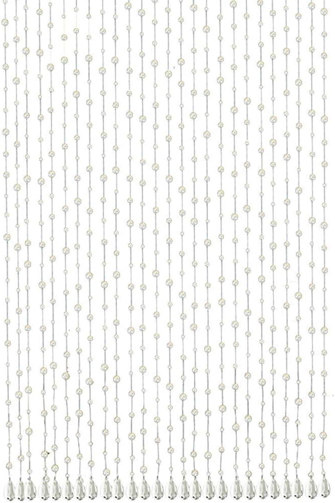 OKUOKA Curtains Bead Curtain Nordic Decoration Tassel Half Pearl Curtain, A Variety of Styles Sizes Customizable (Color : White, Size : 90x120cm)