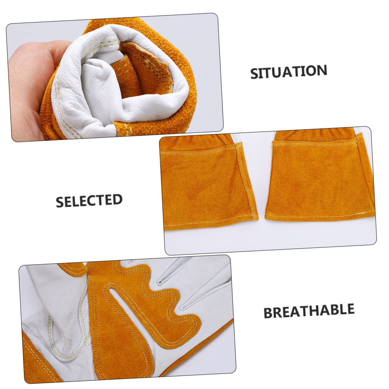 1par Guantes De Jardinería De Piel De Oveja y Vacuno Ajustables y Resistentes Protección Laboral Para Uso Exteriores Talla