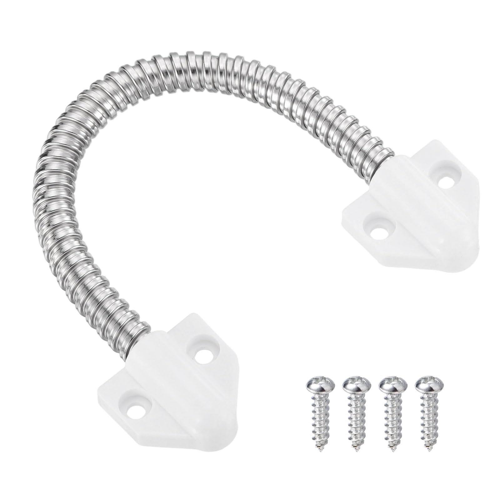 PATIKIL Armored Door Loop Wire Protection (200mm L 1/4" ID, White)(1Pcs), Door Wire Conduit Power Transfer Armored Cable Wire Sleeve Protector with Plastic Ends,Suit for-Access System