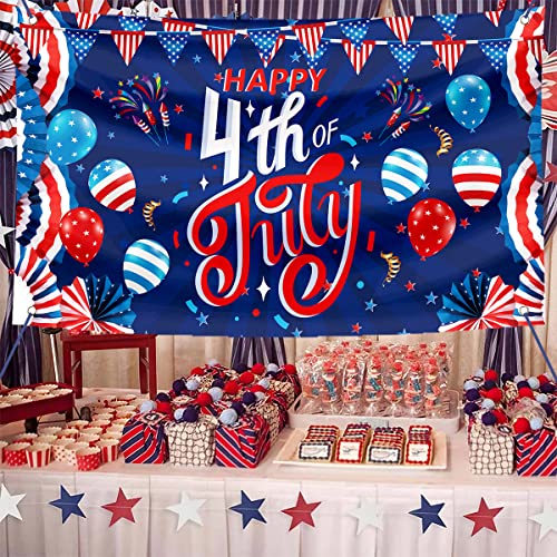 Image of Large 4th of July Decorations Banner Outdoor Patriotic Memorial Day Independence Day Flag71x44 Inch, Flag Day Yard Sign Bunting Background for Photography for Indoor Home House Decor Party Supplies