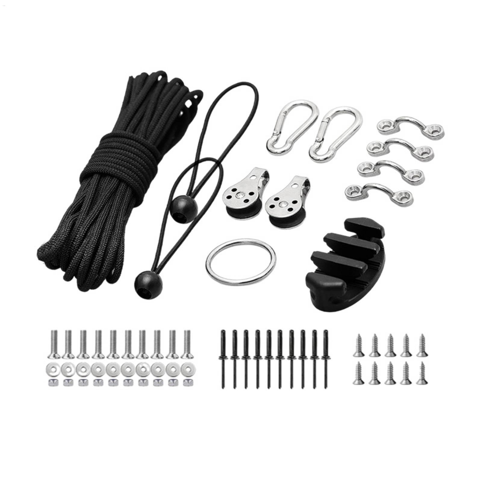 Kayak Anchors Trolley Kit, Anchors System for Kayaks, Canoes, & Boats, Stainless Steel Hardware, Paracord, 9 Meters Lines, Ideal for Kayak Fishing & Outdoor Water Activities