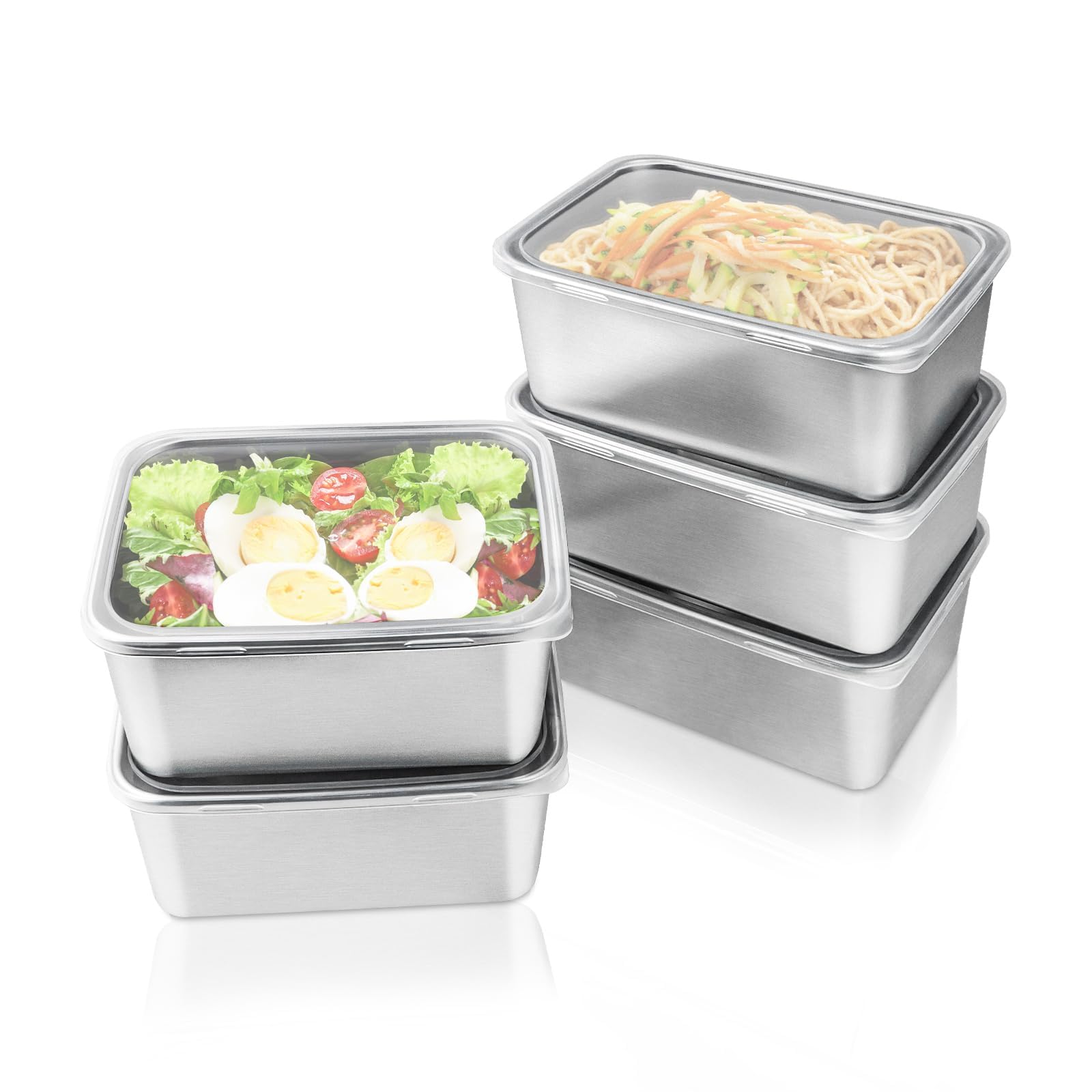Joyzzz Stainless Steel Food Containers, 5 PCS Stacking Snack Container, Stainless Steel Food Containers with Lids, Reusable Containers for Snacks, Prep Containers Metal Lunch Container for Office