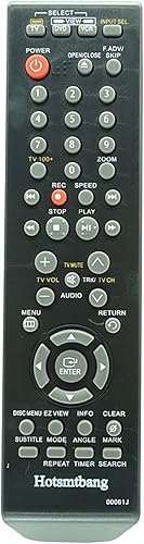 Hotsmtbang Mando a Distancia de Repuesto para Samsung AK59-00052C DVD-V9650 DVD-V6600 AK59-00052B DVD-V8650 DVD-V8650VCR DVD-V8650XAA AK59-00061J