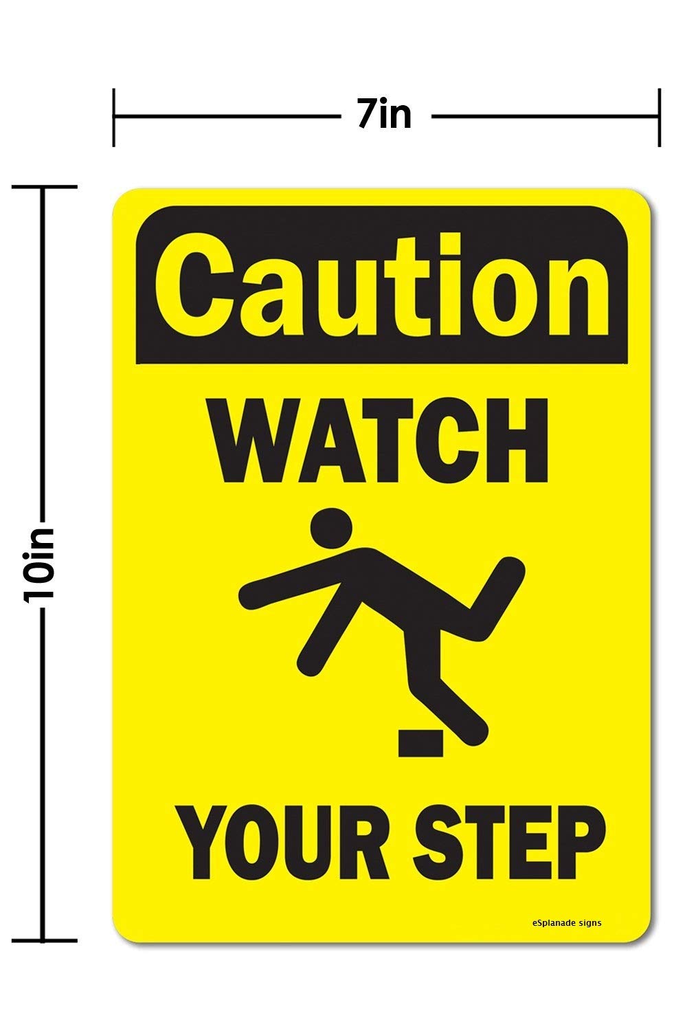 eSplanade Uwaga Watch Your Step Sign kalkomania naklejka - łatwa do zamontowania odporna na warunki atmosferyczne trwały atrament (rozmiar - 25 cm x 18 cm)