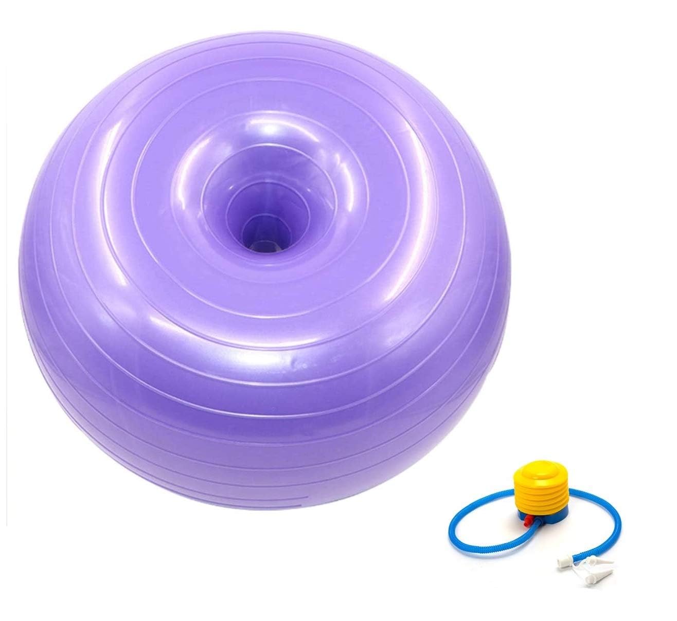 Rilekh Donut Fitness Ball, Yoga & Pilates Ball, Thickening Anti-Blast, Swiss Stability Ball for Yoga, Core and Balance Training, for Home Classroom Gymnastics Gym Workout (with Hand Pump) (Blue)-image-46
