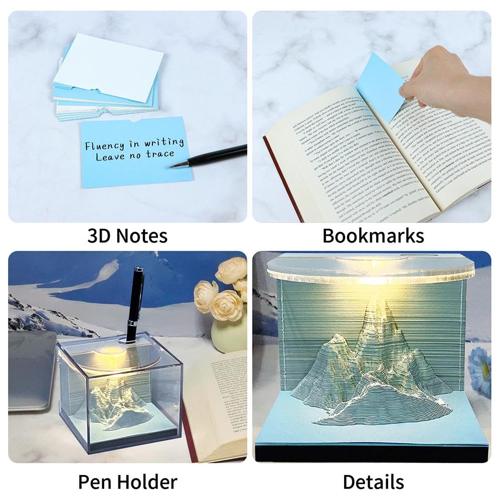 Notes samoprzylepny 3D Paper Sculpture Art, 2025 Kreatywny czas Film Kalendarz artystyczny Karteczki samoprzylepne Rzeźba z papieru Kalendarz Rzeźba Dekoracja stołu(GoldenSticky Notes)