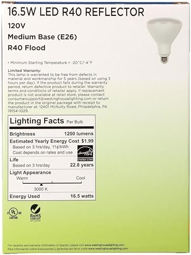 Miniatura 4 de Westinghouse 5306400 - Bombilla LED Energy Star de 85 vatios equivalente a 85 vatios con base media, 1 unidad (paquete de 2)