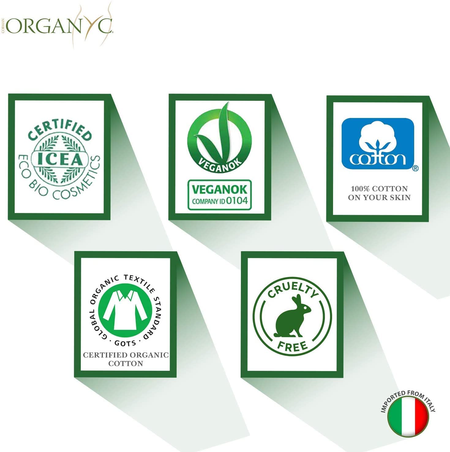 Organyc, Nawilżane chusteczki do higieny intymnej ze 100% organicznej bawełny certyfikowanej, 4 opakowania po 20 chusteczek (Razem 80 sztuk)