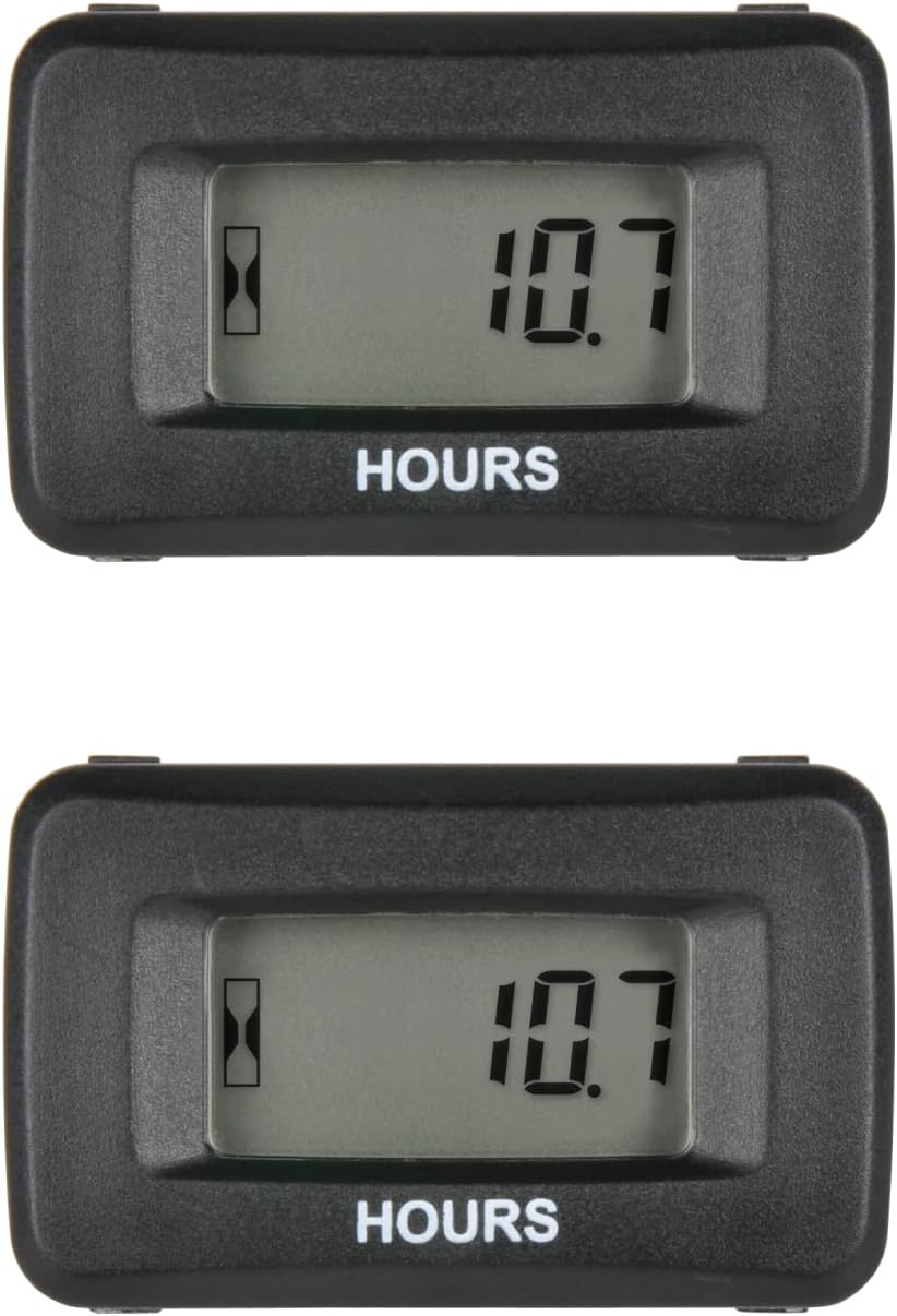 2 Pieces Runleader Digital Hour Meter Kits,AC/DC 5V to 277V, Hours Accumulate for Garden Tractor Generator Compressor ATV Outboard Motor Golf Cart Forklift Snowblower.(2)