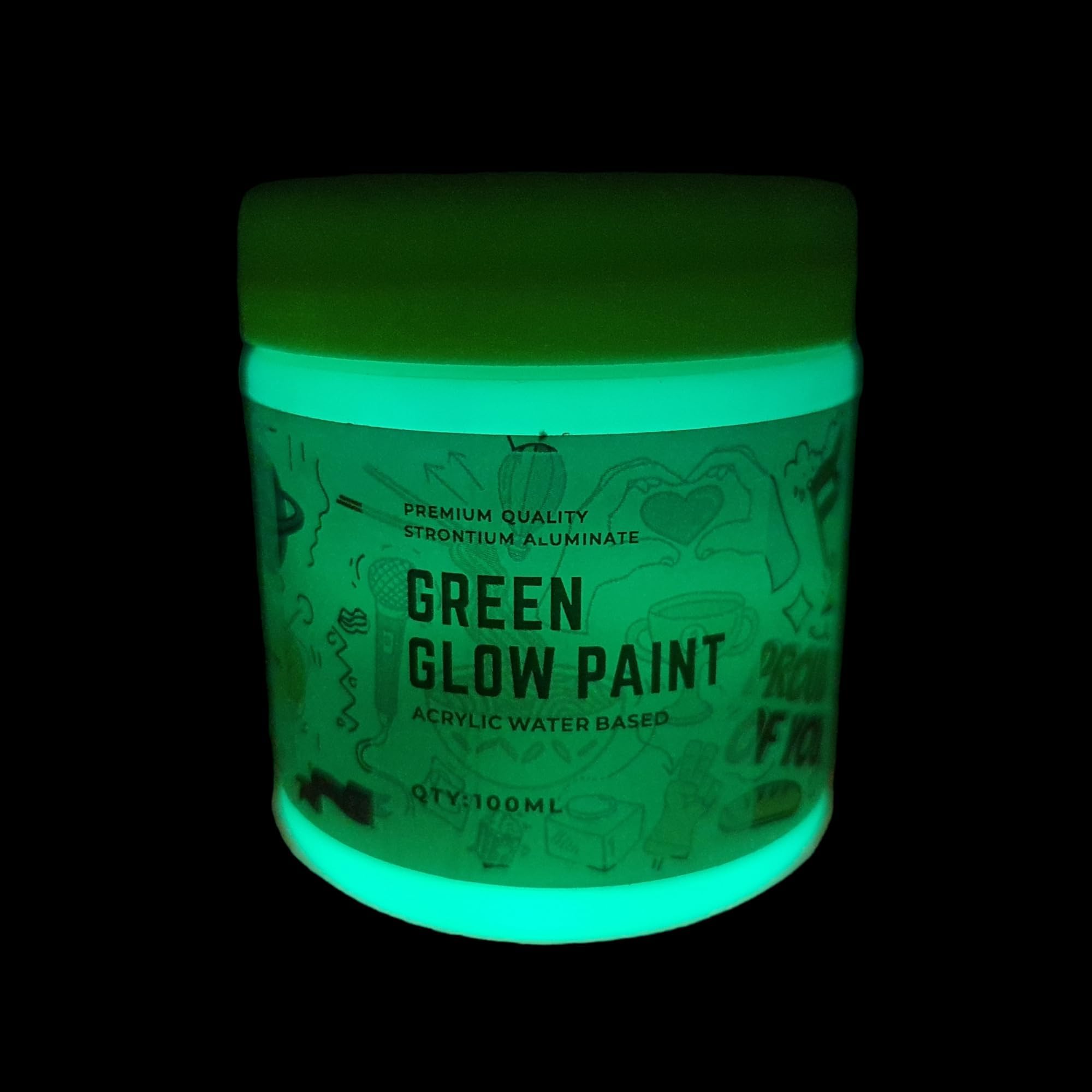 Glow in Dark Paint | Non Toxic Acrylic Paint | Luminous Glowing Paint - GREEN Glowing (100 ML)