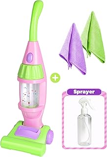 Kids Vacuum Cleaner Toy, Toy Vacuum Cleaner for Toddlers with Light & Sounds Effects & Whirling Stars, Pretend Play Household Housekeeping Cleaning Play Set Learning Toy for Kids Girls Boys Toy, Pink