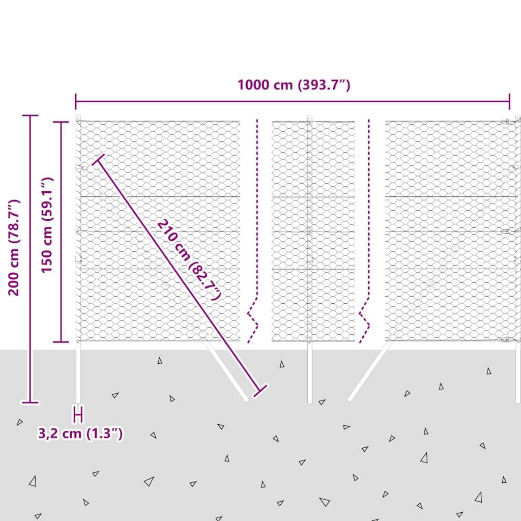 Zaunpfosten Grau aus Stahl und PVC 1000 x 3,2 x 150 cm, 14 Stück Set für Garten, Sichtschutz, Einzäunung, wetterfest, korrosionsbeständig, Montagebausatz für Terrasse und Vorgarten