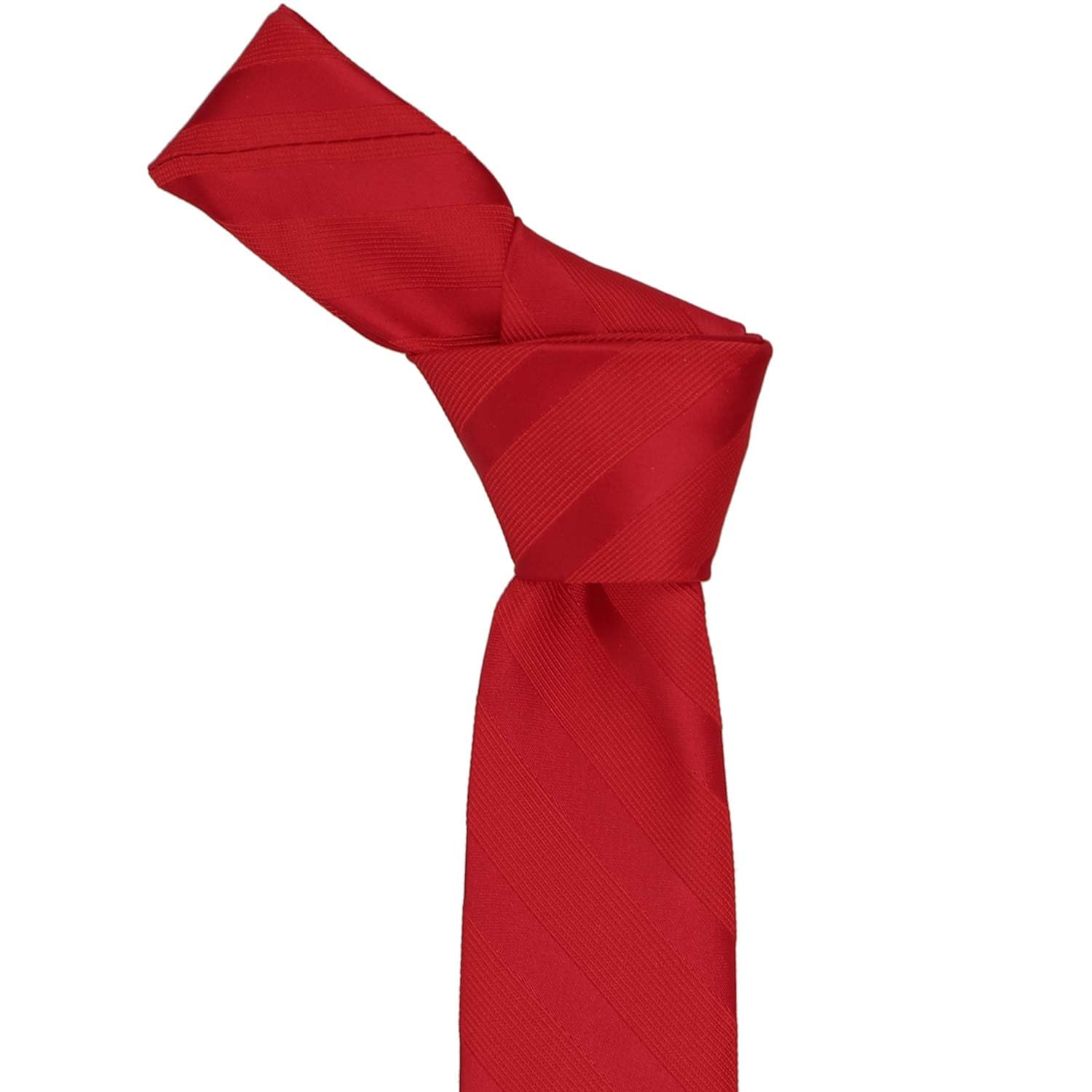 tiemart Boys' Neckties for 8 to13 years old (Red Elite Striped)