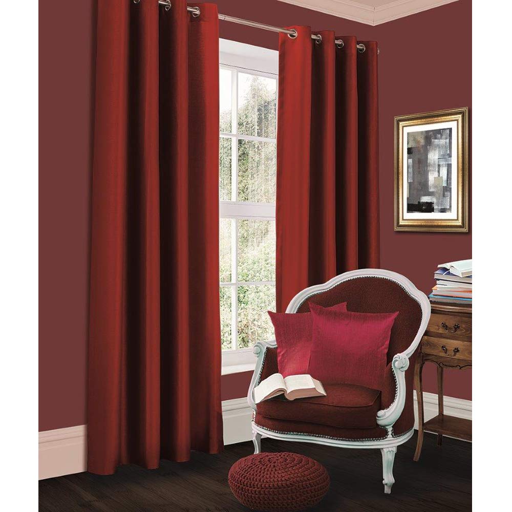 Slumber Nights Blackout Curtains Pair with Tie Backs Eyelet Ring Top Fully Lined (Deep Red, 66"X72") — image 1
