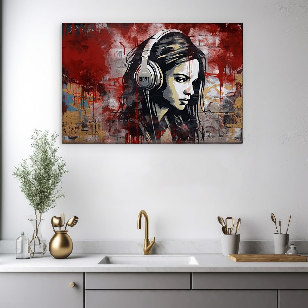 Canvas for Living room. Whispers of Color: A Digital Portrait of Solitude in Sound, 27 x 18 inch Canvas Wall Art - Contemporary Masterpieces - Modern Home Decor - 69x46 cm (27x18 inch)
