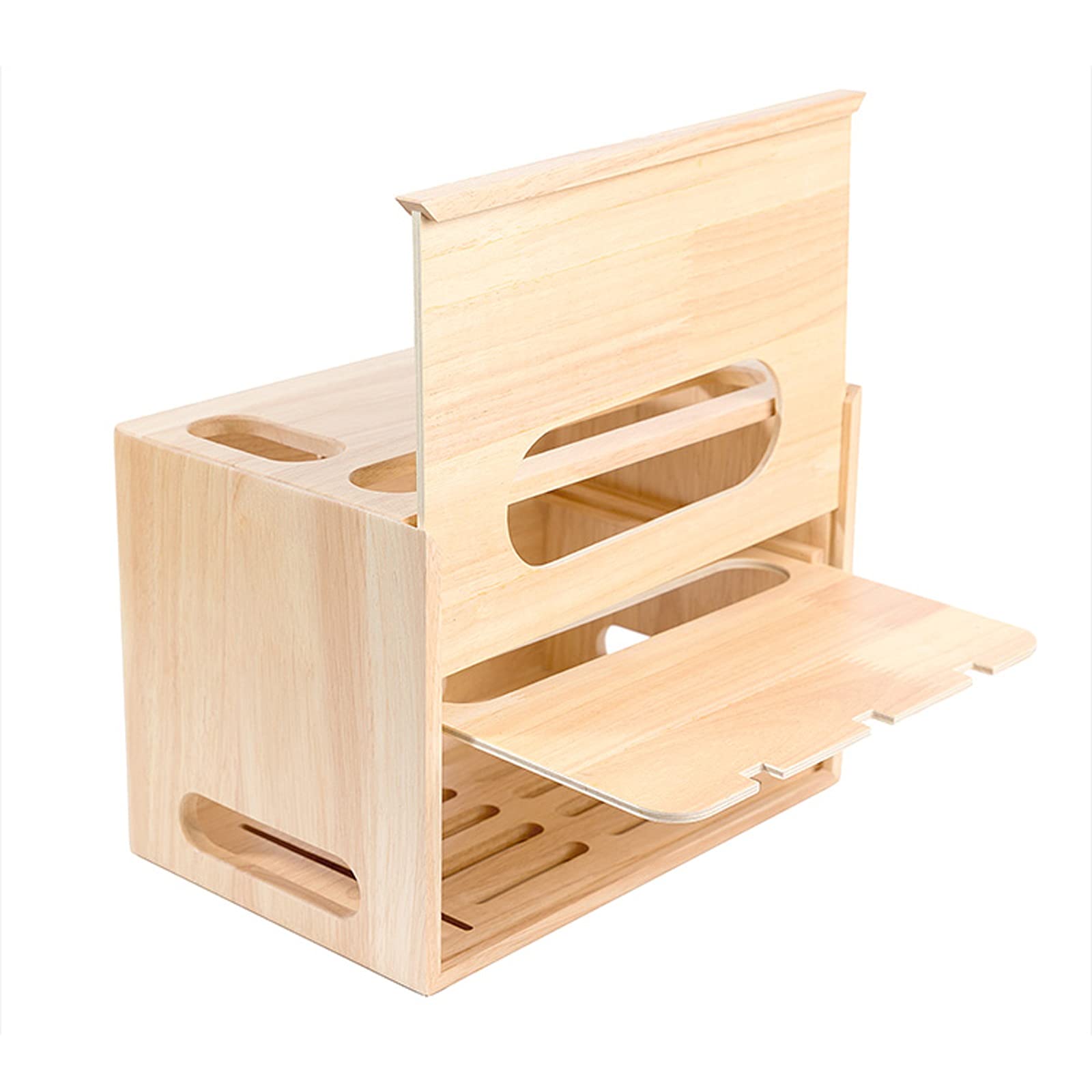 Organizadora de Cables Caja de cable de madera Caja de cable inalámbrica Rack Home Office Power Strip Box de almacenamiento Caja de administración de cables de doble capa, Ocultar cables y PowerStrips