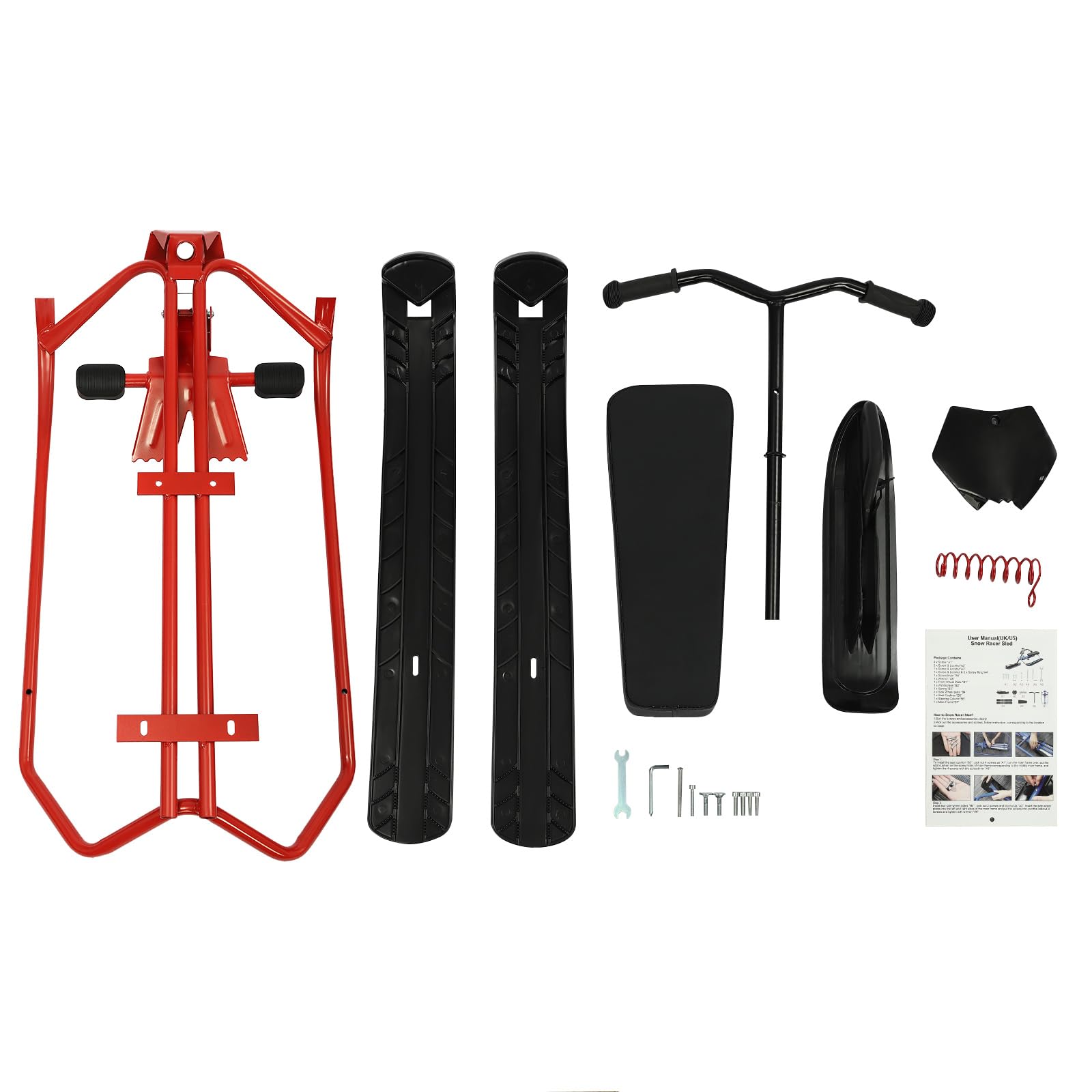 Luge pour enfants à partir de 3 ans, avec volant, avec poignées antidérapantes et système de freinage pour enfants à partir de 3 ans, max. 90 kg