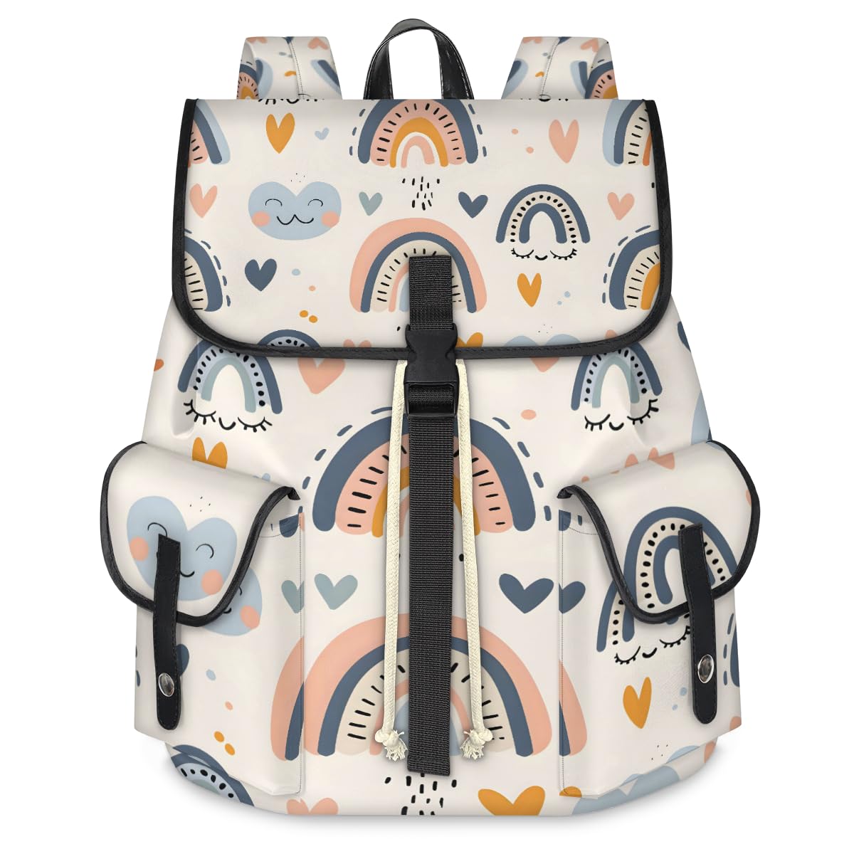 Rainbow Pattern Travel Laptop Backpack for Women Men Large Capacity Waterproof 15 Inch Computer Drawstring Nurse Casual Daypack for Travel Sports