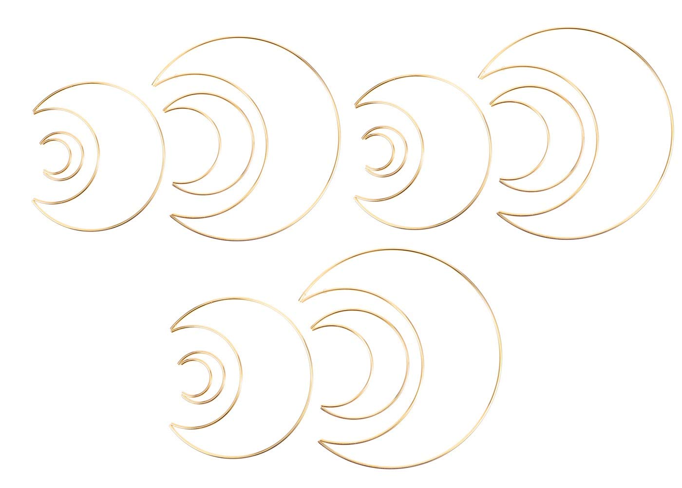 12 Pieces Assorted 4 Sizes Moon Star Heart Shaped Dream Catcher Rings Macrame Gold Metal Hoops for Floral Wreath Wall Hangings DIY Craft Supplies Home