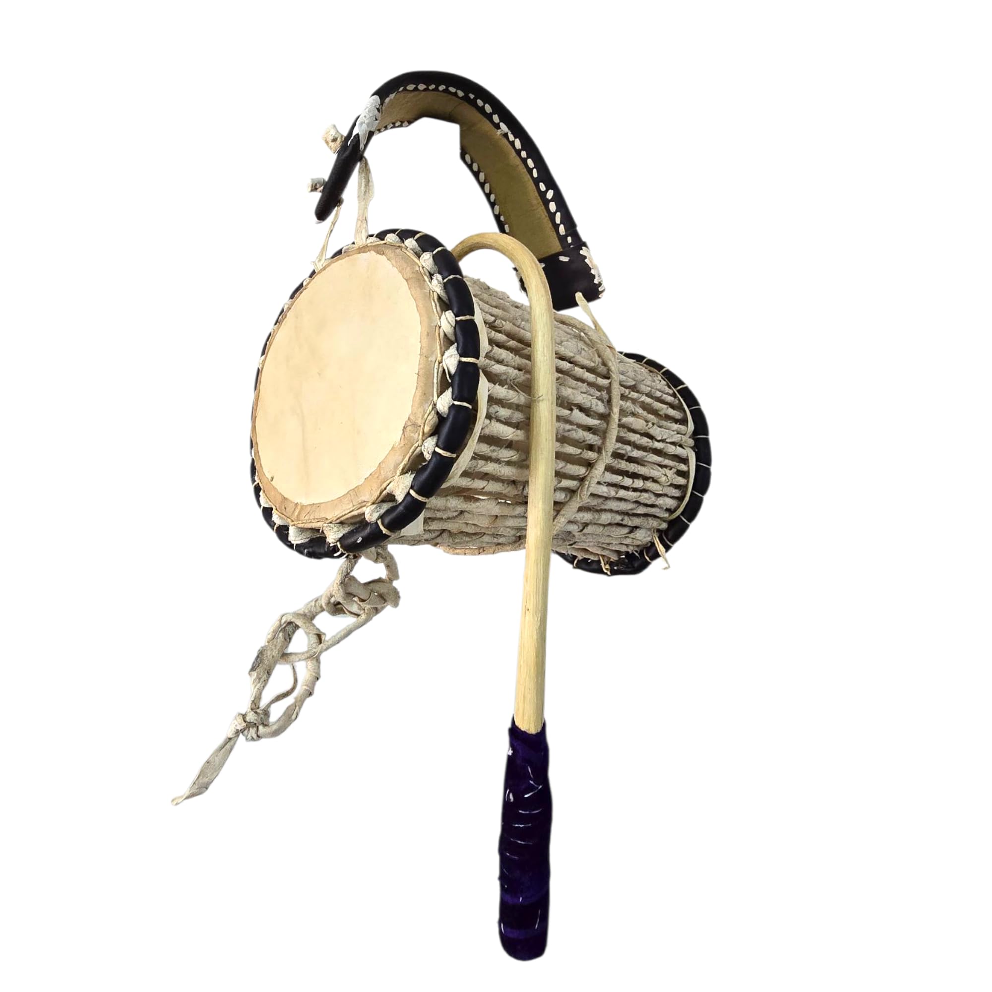 Lingoberry Handmade: gadający bęben (Gangan) dla dzieci i dorosłych – autentyczny nigeryjski bęben joruba z bijakiem – tradycyjny afrykański instrument perkusyjny (rozmiar M)