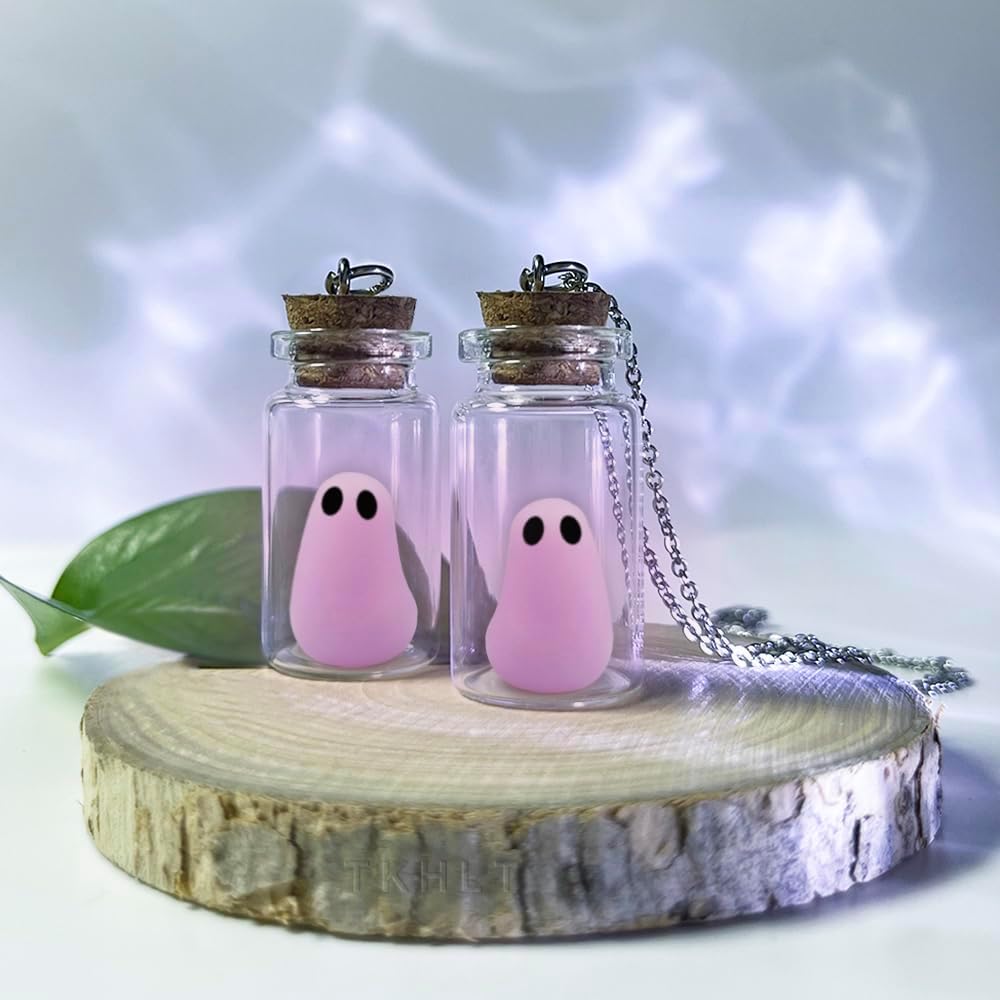 Purple Ghost Necklace,Ghost in a Bottle Necklace, Glow in The Dark The Adopt a Ghost Pendent Halloween Party Jewelry for Women and Men - Image 4