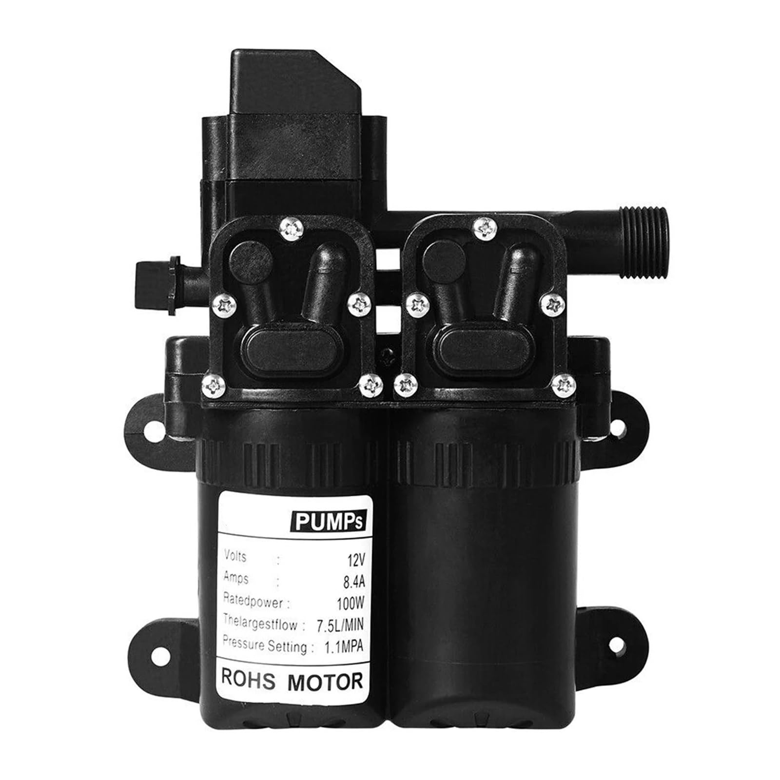 Industrial Water Pressure Diaphragm Pump DC12V 100W 160PSI 7.5L/Min High Pressure Agricultural Electric Water Sprayer Diaphragm Water Pump