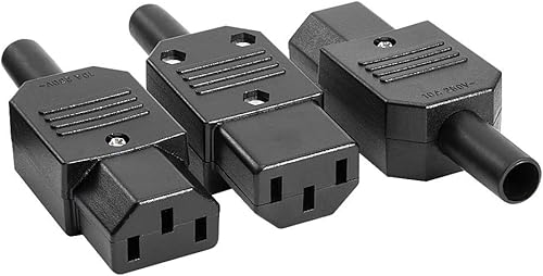 Uxcell AC250V 10 A 3Terminals Panel Mount IEC320 C14 Enchufe C13 Plug conector adaptador, 3 piezas