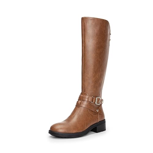 DREAM PAIRS Women's Knee High Boots, Buckle Riding Boots