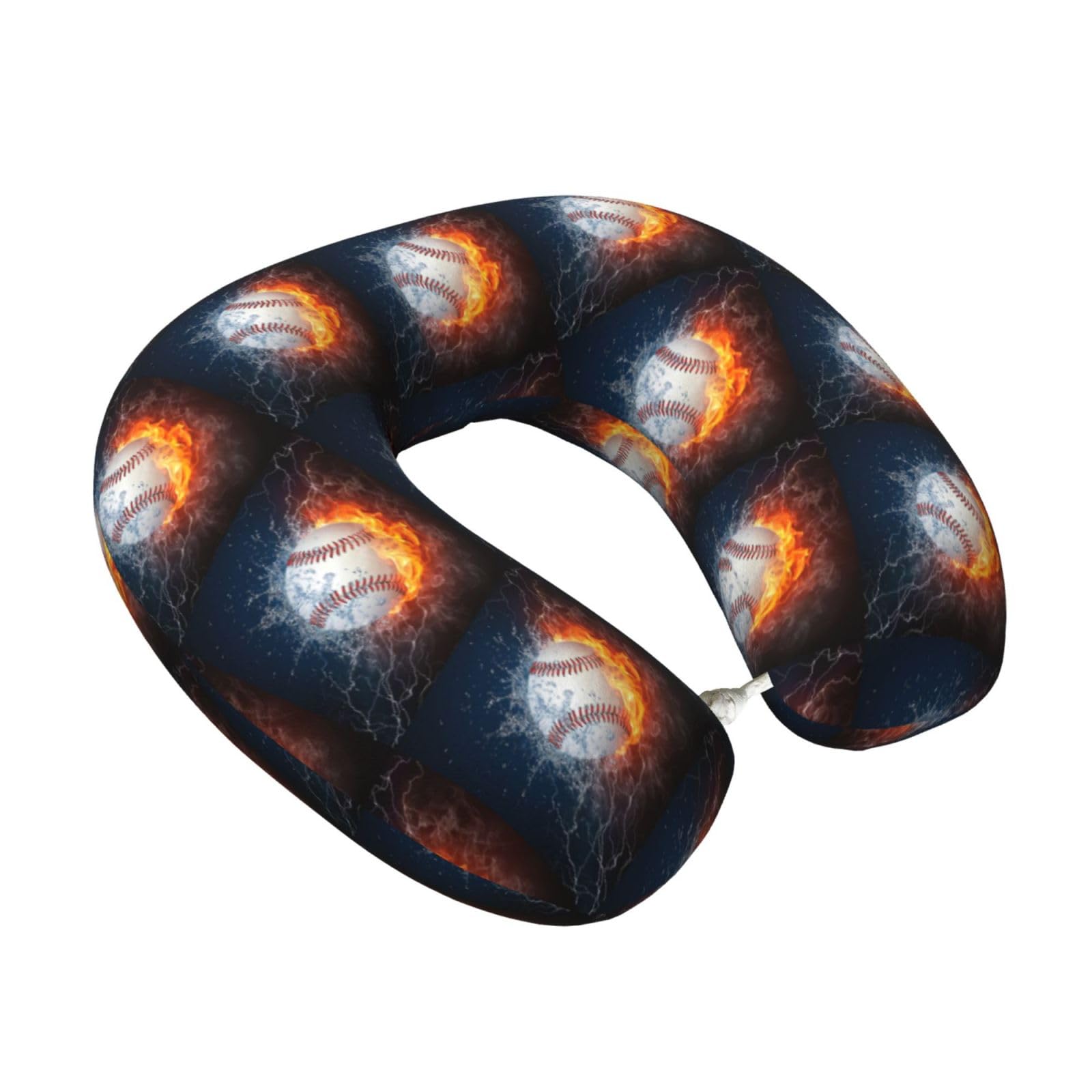 LKYMOH A Picture Of A Baseball In Water And Fire, Travel Neck Pillow U-Shaped Memory Neck Support Soft Comfortable With Washable Cover For Airplane Car Traveling and Office