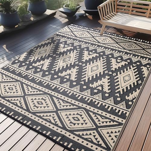 OLANLY Outdoor Rug Waterproof 8x10 ft, Reversible Plastic