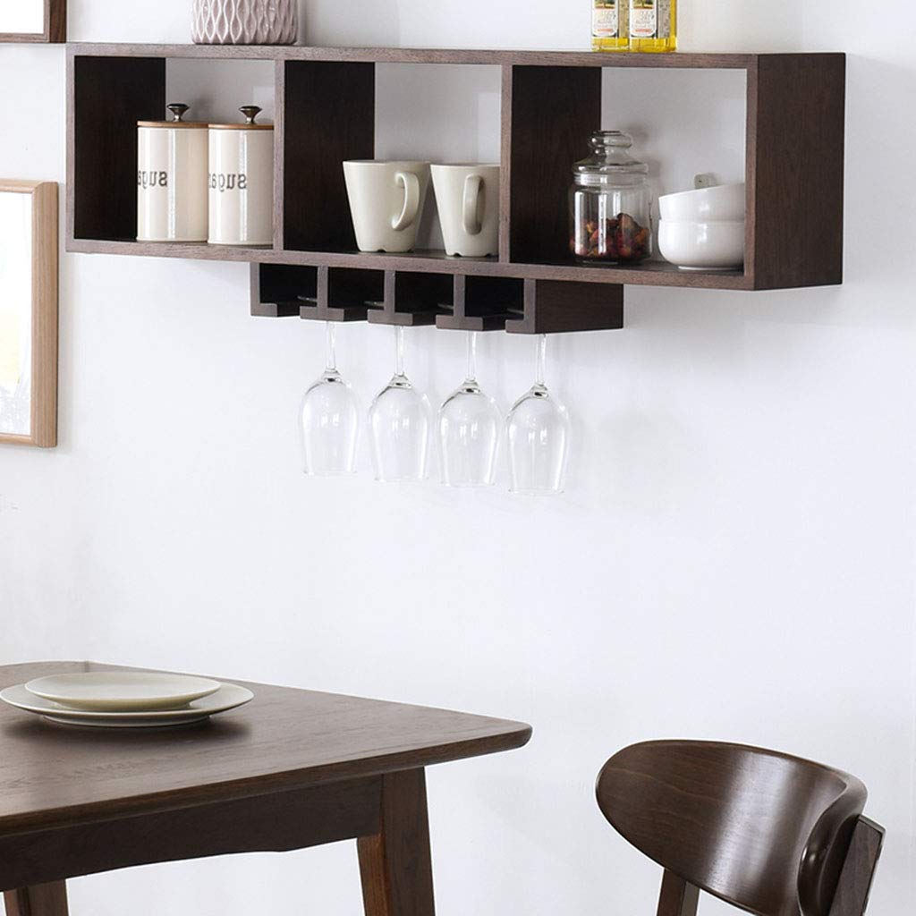 Estantes de Cocina Montados en la Pared, Organizador de Estante para Vino Colgante de Madera, Estantes Flotantes de Estante, Estante de Exhibición de Decoración de Sala de Estar para El Hogar
