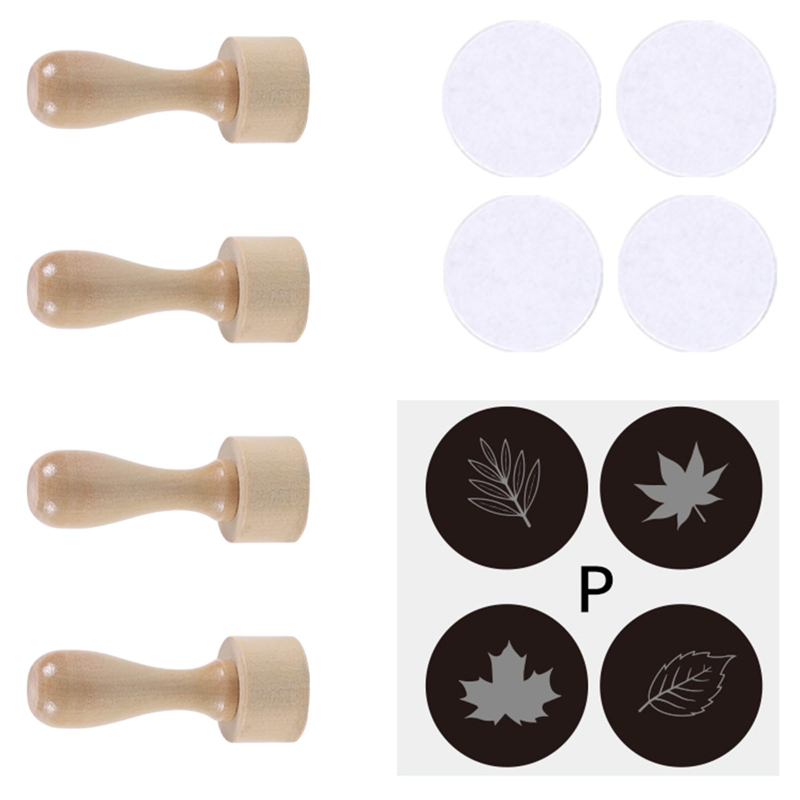 of 4 Artistic Wooden Stamps for Creative Projects Featuring Ergonomic Handle and Customizable Designs Home Decoration Stamps