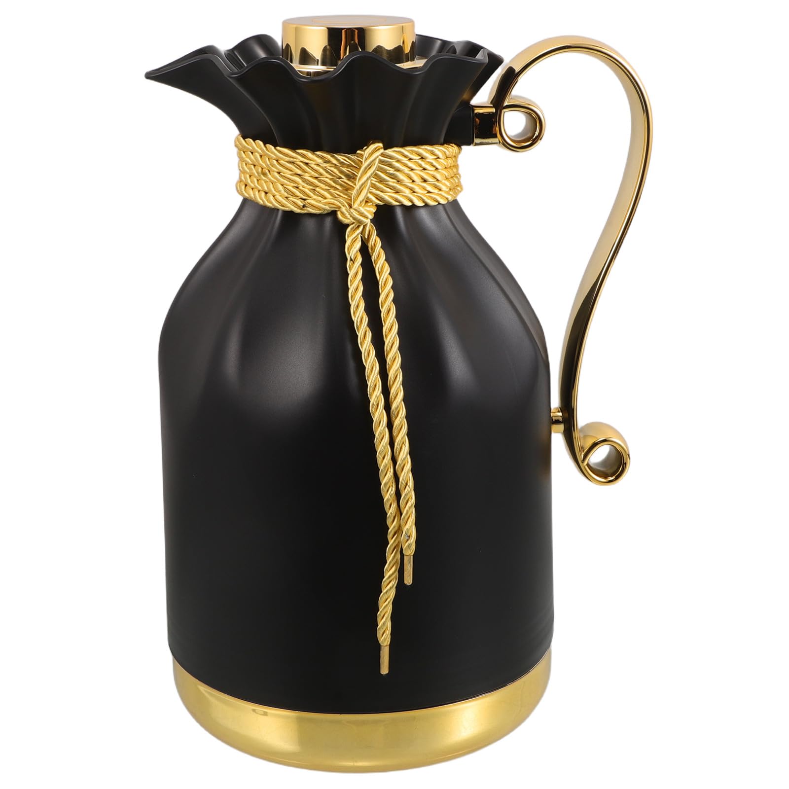 1-liter Isolierkanne mit Glaseinsatz für Kaffee und Tee, Schwarz | 1000ml Fassungsvermögen, Glas, Pp und Silikon, für Zuhause und Büro