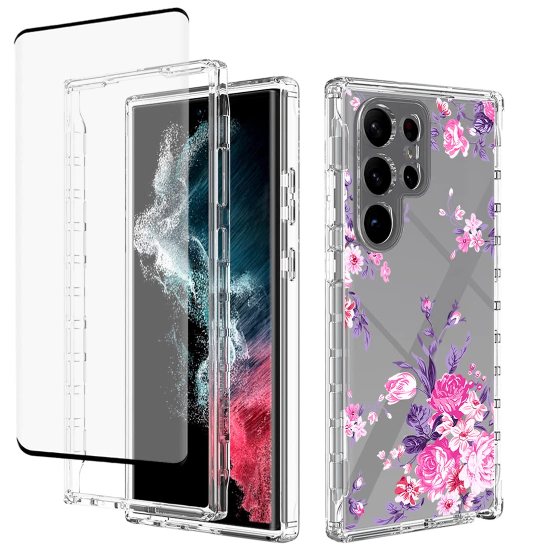 Funda para Galaxy S23 Ultra Case Transparente con Protector de Cristal 8