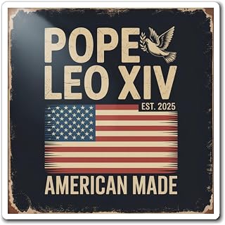 Vintage American Made Pope Leo XIV Magnet, Retro Fridge Decor, Catholic Gift, Religious Home Accents, USA Flag