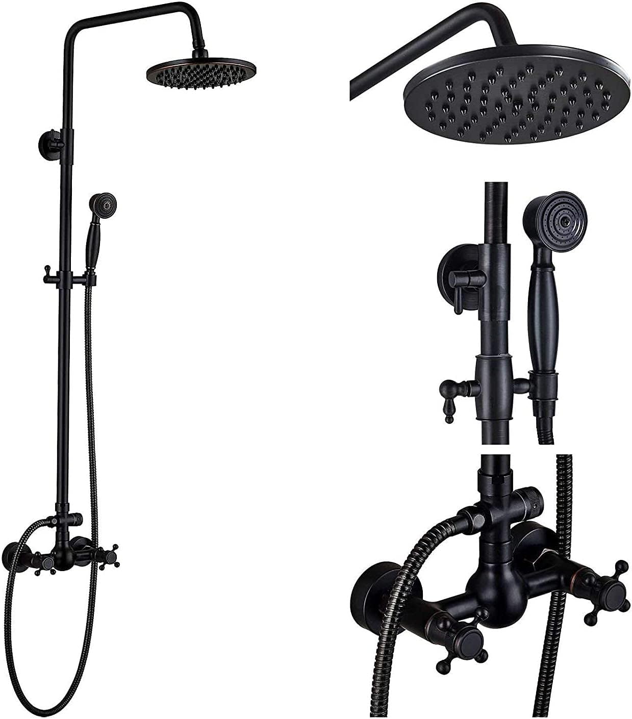 ๐ฅ Flash Sale NeierThodore Bathroom Shower Faucet Dual Handles Wall-Mounted Shower Mixer Taps with 8" Rainfall Shower Head Handheld Sprayer,Oil Rubbed Bronze ๐ฅ Flash Sale NeierThodore Bathroom Shower Faucet Dual Handles Wall-Mounted Shower Mixer Taps with 8" Rainfall Shower Head Handheld Sprayer,Oil Rubbed Bronze