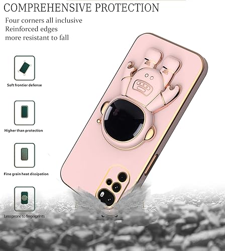 Miniatura 5 de Funda compatible con Motorola Moto G22 con chapado creativo de astronauta de dibujos animados, rosa, para Motorola Moto G22, funda de silicona a