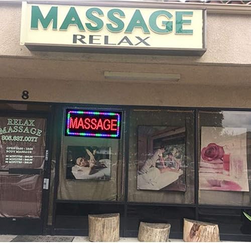 Miniatura 9 de Señal de masaje LED para negocios, letrero abierto súper brillante para terapeuta, pantalla de publicidad eléctrica para ventana de tienda - verde