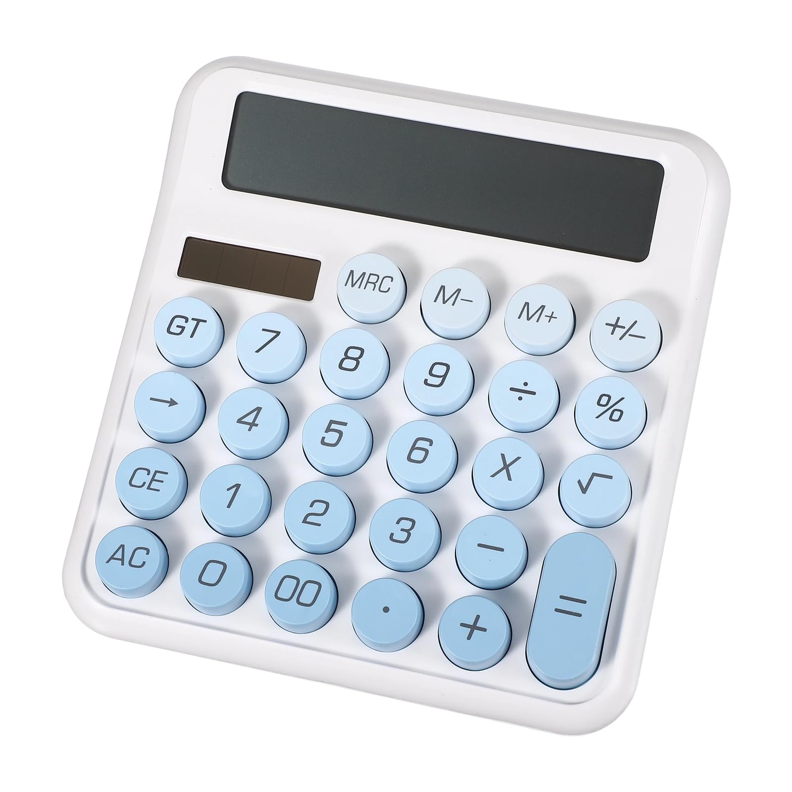 PATIKIL Cute Calculator, Desk Calculator Basic Big Button 12 Digit Large Display Mechanical AAA Battery Solar Power for Office Supplies Girl Female Woman Gift, Gradient Blue