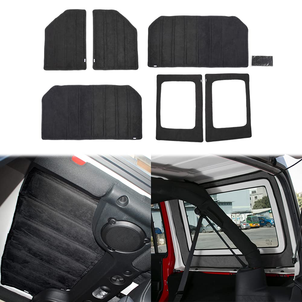 JUNLELIRoof/Rear Window Heat Insulation Cotton Cover Pad Sound Deadener Mat for Jeep Wrangler JK 2007 2008 2009 2010 4-Door Car Interior Accessories Black