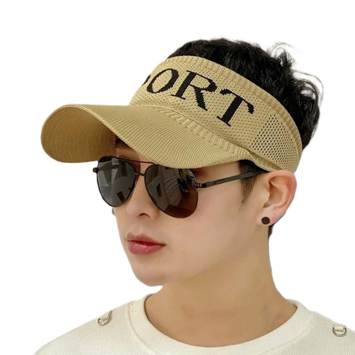 tqloqz Sports Visor caps Golf Tennis Hats for Men Beige-picture-48