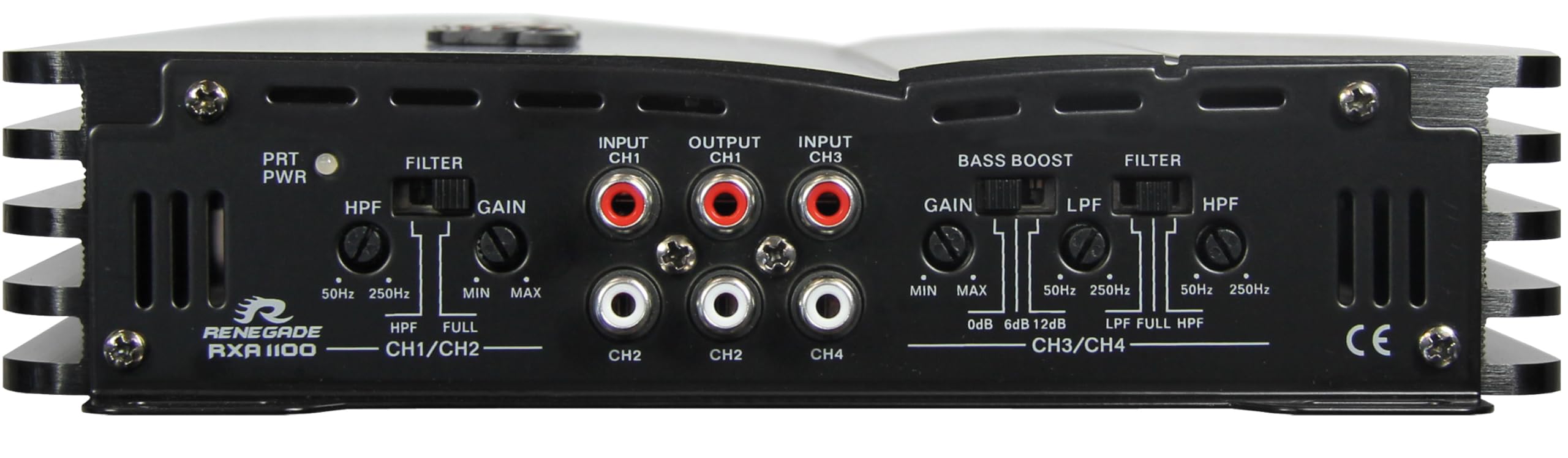 Renegade RXA1100-4 - Amplificador de audio para coche (1100 W, puente y estabilidad, 2 Ω)
