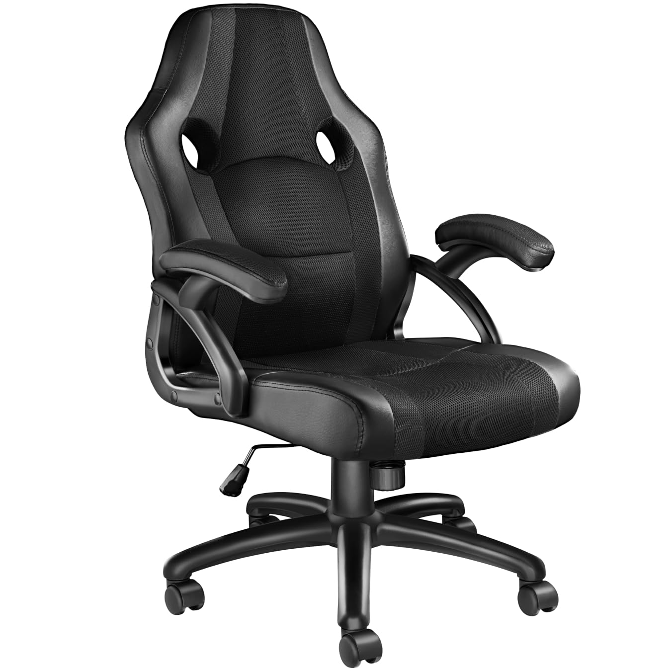 tectake® Silla Gaming, Silla Oficina Ergonómica, Reposabrazos, Ajustable Altura, Silla Estudio, Gaming Chair, Asiento Gamer, Sillón Gaming, Ergonómico, Mecanismo Basculante, Giro 360 - Negro/Negro