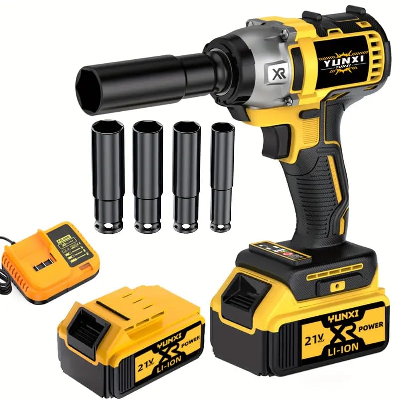 21V wireless impact wrench set, brushless motor impact drill/screwdriver, equipped with 4000mAh battery and tool kit, portable and efficient, suitable for car and home use (1???+??)