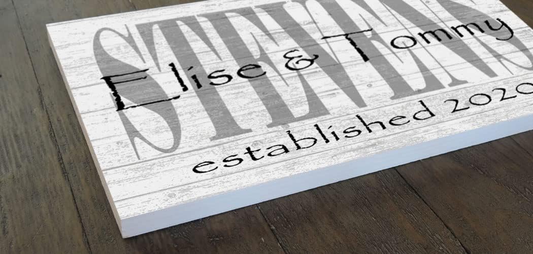 Family Name Sign with Established Date PERSONALIZED Wedding Gift For Couple EST. Date - SOLID WOOD - 16.5" X10.5"