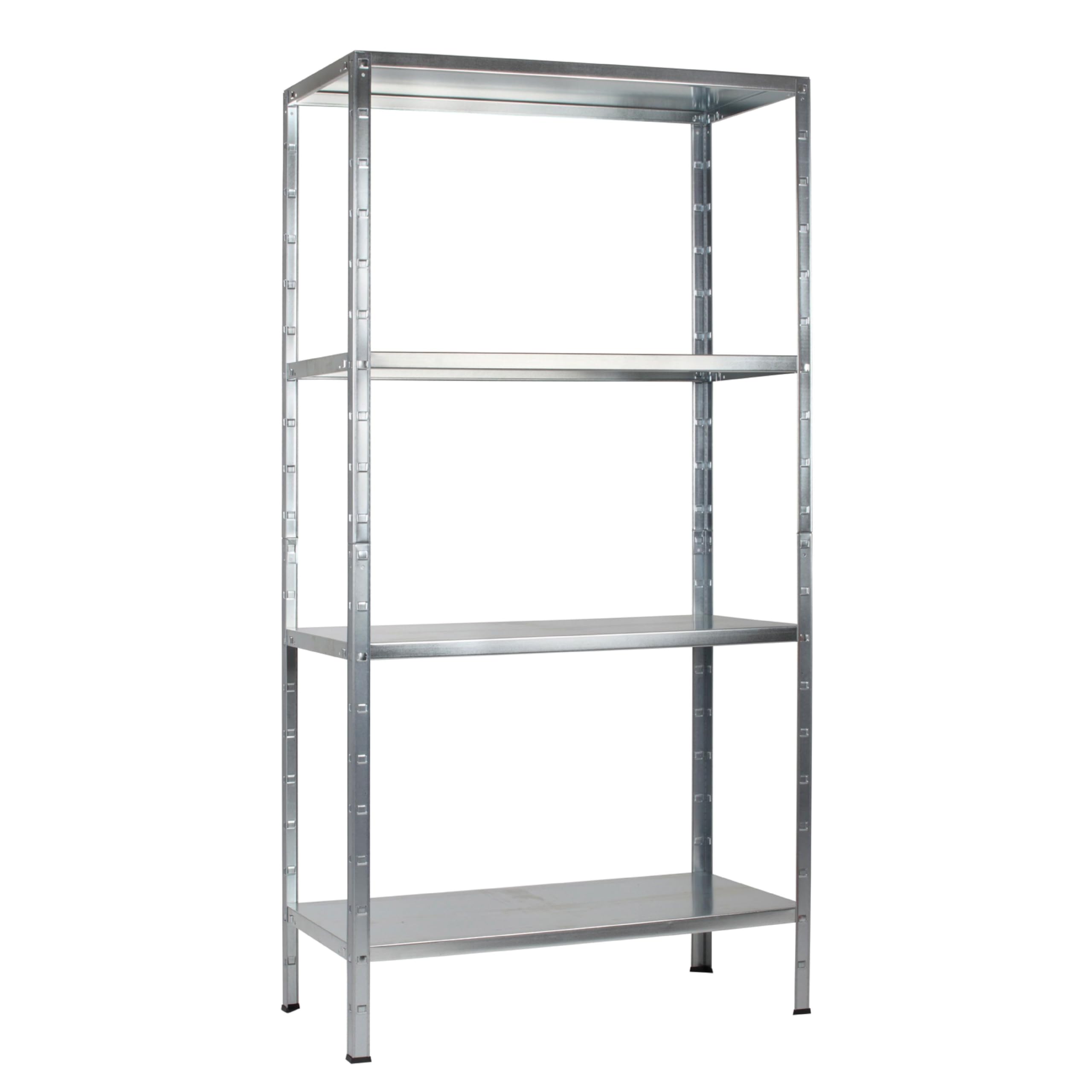 SCHULTE Regalwelt Steckregal mit 4 PowerMAX Fachböden, 70 kg Tragkraft, 200x100x50 cm (HxBxT), verzinkt (Lagerregal, Werkstattregal, Kellerregal, Garagenregal, Metallregal