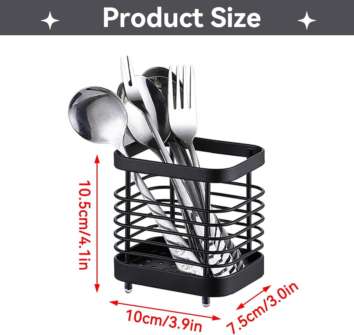 Utensil Drying Rack Basket, Silverware Drying Basket Kitchen Sink Utensil Holder with Drain, Dishwasher Utensil Rack Wall Mounted for Chopsticks Spoons Forks, 12x11x9cm - Image 3