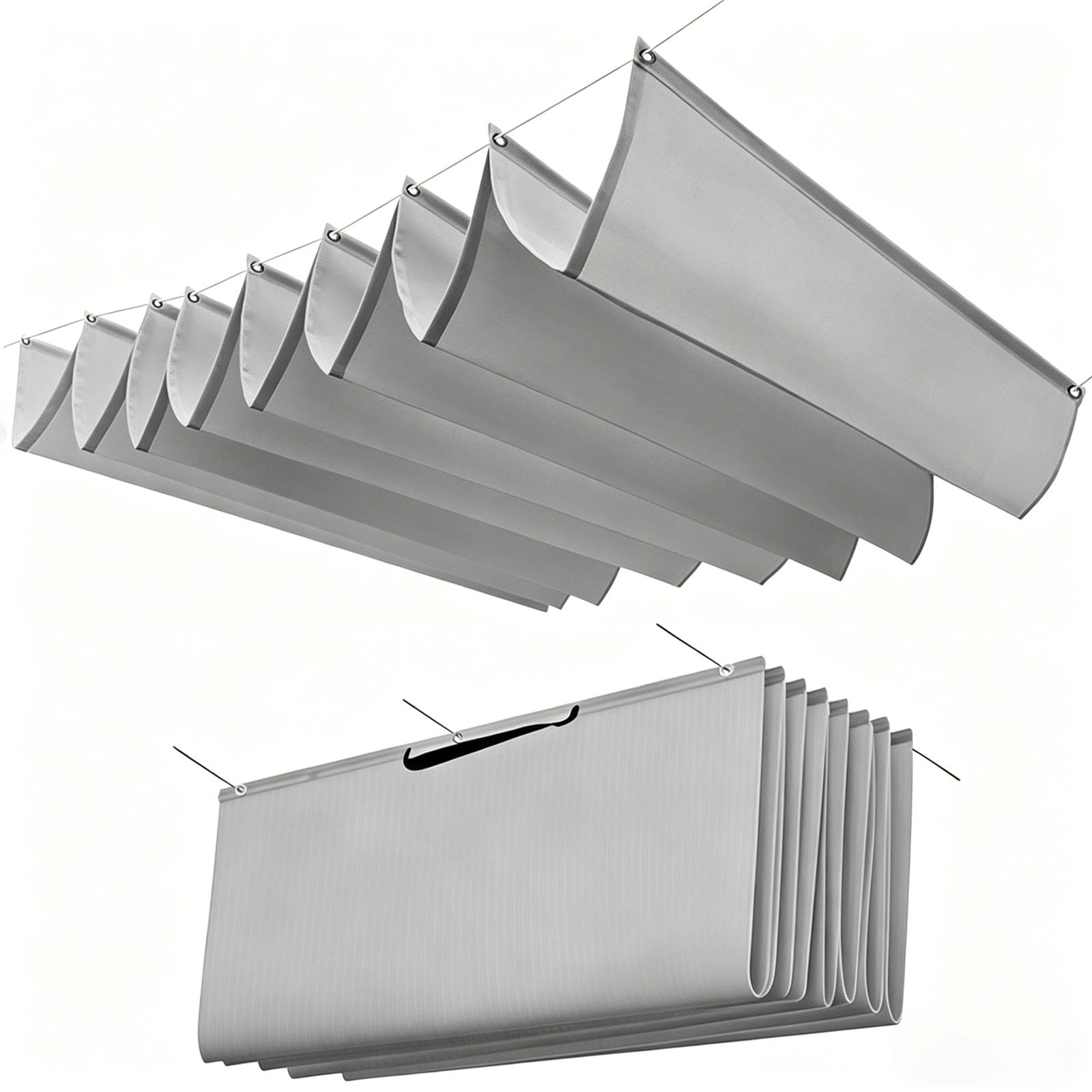 Sun Shade Sail Retractable Wave Rectangle Awning Canopy, Retractable Wave Sun Shade Sail,Protection, Sun Protection for Patio, Pergola, Garden-light gray||150x200cm