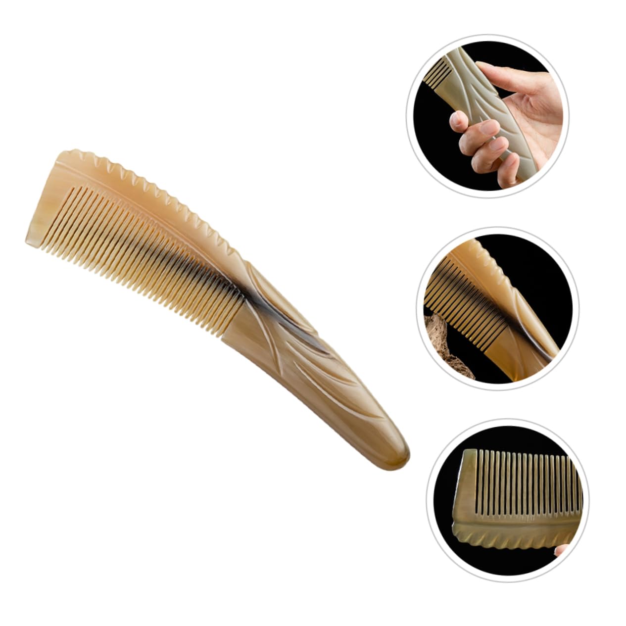 Healeved 4pezzi Pettine Massaggiante Corno Di Bue Per Uomini e Donne Pettine Districante Antistatico Design Elegante e Confortevole Per Amici e Famiglia