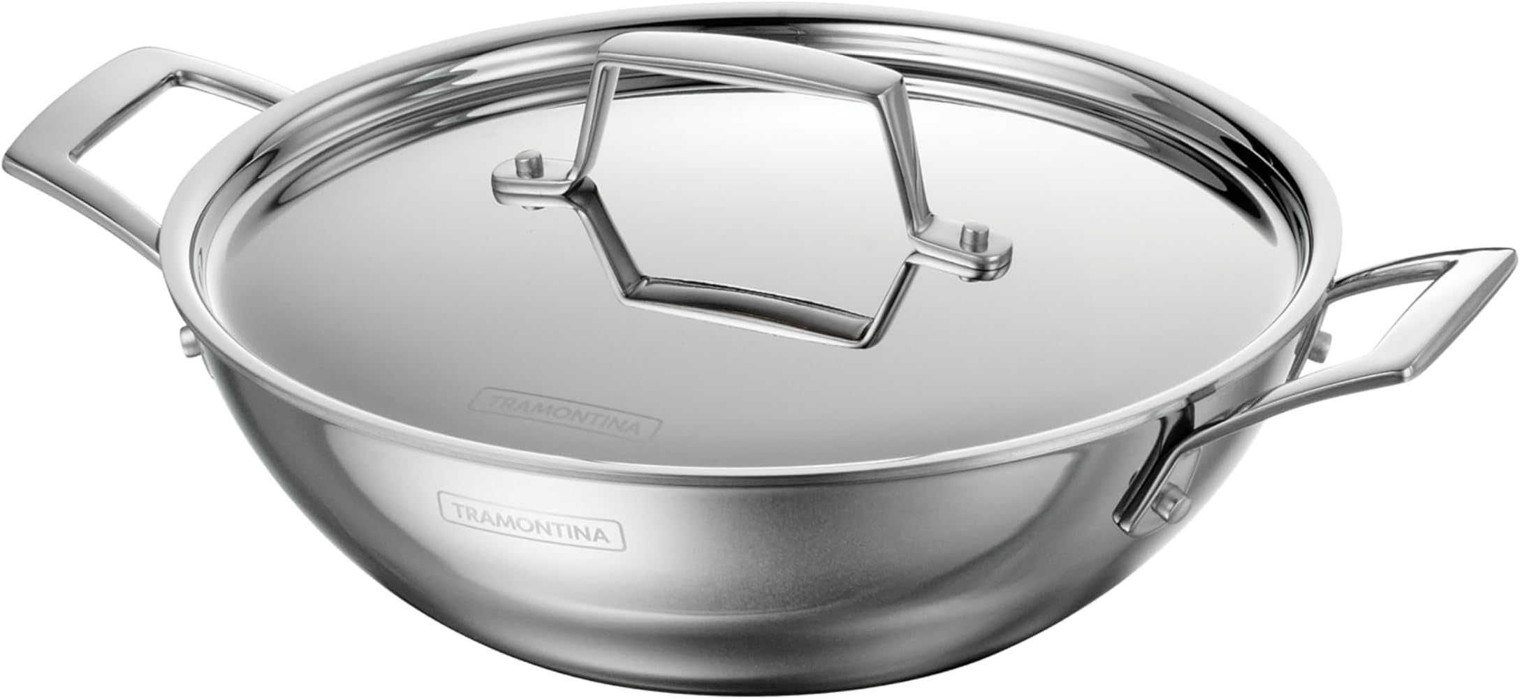 Tramontina Utsava 2.75 Qt Tri-Ply Clad Stainless Steel Kadai with Lid